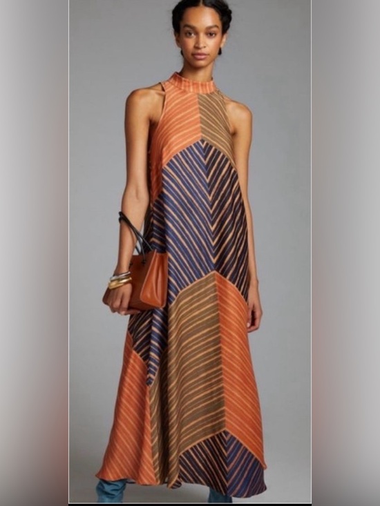 FARM Rio Dresses & Skirts - FARM Rio Striped Chevron Maxi Dress in Rust, Navy & Olive